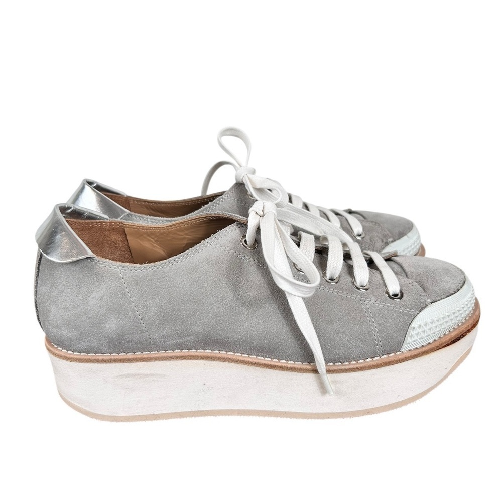 Flamingo lace-up platform sneakers, 36, gray & silver, metallic Euro Streetwear